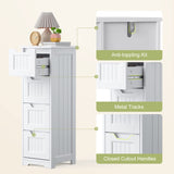 Gizoon 33" Freestanding Small Bathroom Storage Cabinet with 4 Drawers in White Gizoon