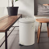 White Trash Can with Lid, White Bathroom Bedroom Waste Basket Soft Close, Small White Garbage Can, Retro Vintage Home Office Trash Can, 12 Liter/3 Gallon, Glossy Cream White mingol