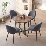 INO Design 5-Pieces Modern 35'' Inch Round Wooden Dining Table Set for 4 Comfortable Velvet Chairs, Space Saving Kitchen Furniture, Small Apartment Coffee Table Set (Grey) INO Design