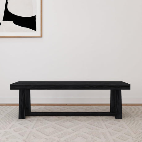 Plank+Beam 60 Inch Farmhouse Dining Bench, Solid Wood Entryway Bench, Wooden Outdoor Bench, Kitchen Dining Seat, Dining Room, Home Office, Living Plank+Beam