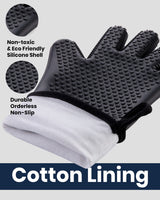 GEEKHOM BBQ Gloves, Grilling Gloves Heat Resistant Oven Gloves, Kitchen Silicone Oven Mitts, Long Waterproof Non-Slip Pot Holder for Barbecue, Cooking, Baking (Black) GEEKHOM