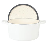 Crock Pot Artisan 6-Quart Round European Enameled Dutch Oven Pot With Lid - Matte Linen White w/Gold Knob Crock-Pot