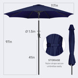 FLAME&SHADE 10 ft Outdoor Market Patio Table Umbrella with Fiberglass Rib Tips and Tilt,Navy Blue FLAME&SHADE