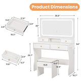 Pamapic Vanity Desk with Upgraded Silent Slides, Golden Handles 3 Lighting Modes Small Vanity with Charging Station, Makeup Vanity with Lights and Storage Vanity Benches Pamapic