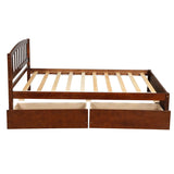 Harper & Bright Designs Twin Bed Frame, Wood Platform Bed with Storage Drawers and Headboard (Walnut) Harper & Bright Designs
