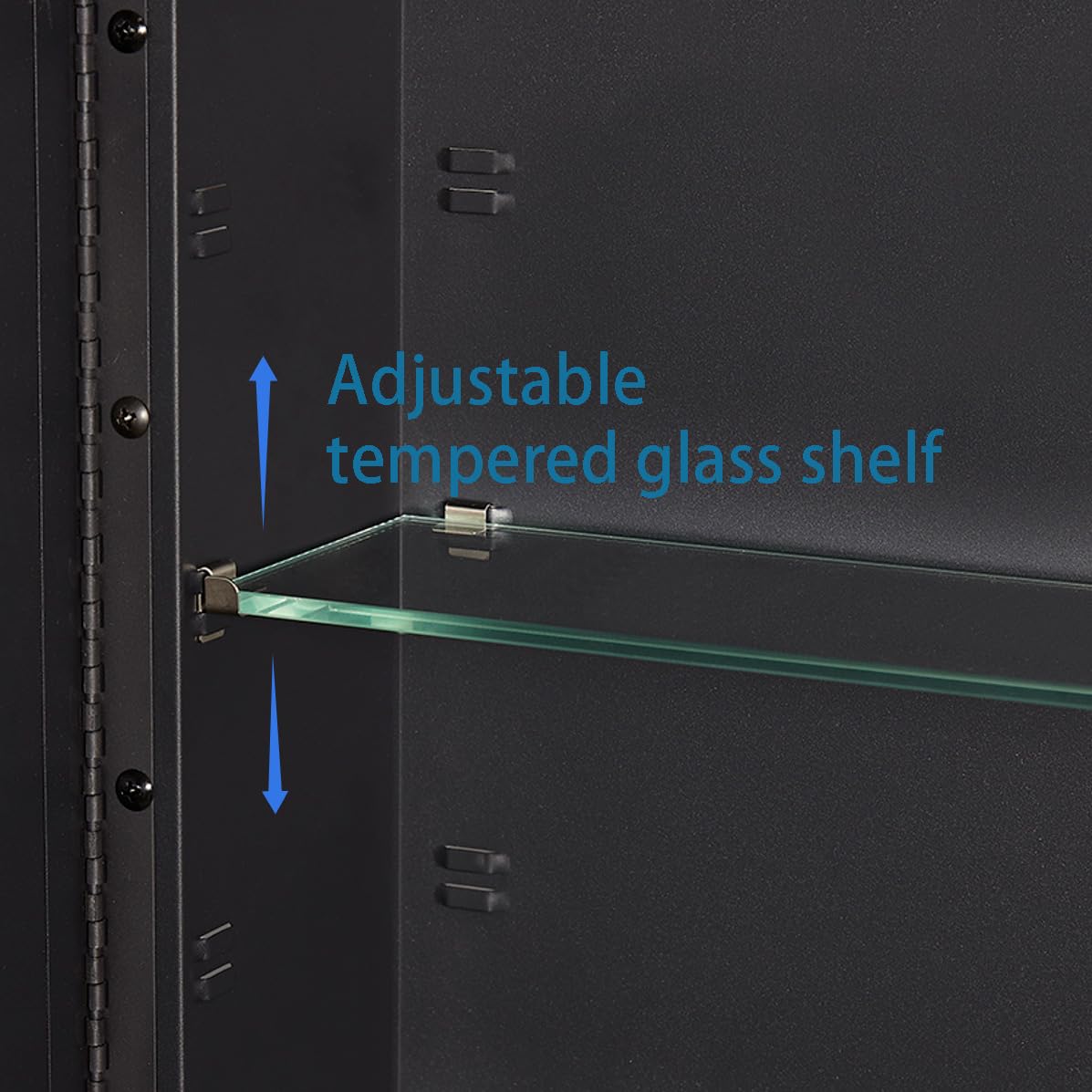 IDYLLOR Black Bathroom Medicine Cabinet with Beveled Edge Mirrored Door 16 x 22 inch, Recessed or Surface Mount, with Adjustable Glass Shelves IDYLLOR