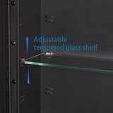 IDYLLOR Black Bathroom Medicine Cabinet with Beveled Edge Mirrored Door 16 x 22 inch, Recessed or Surface Mount, with Adjustable Glass Shelves IDYLLOR