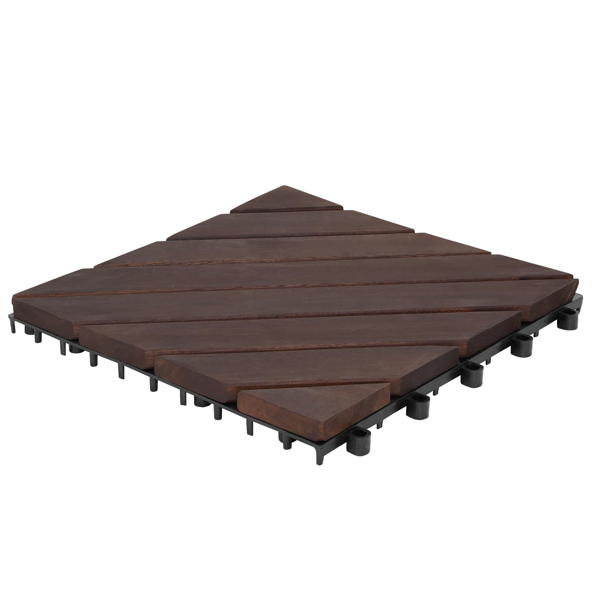 Interlocking Deck Tiles 12"x12"x0.94'' Dark Brown Acacia Wood Patio Decor Flooring Tiles -Acacia Wood Interlocking Floor Tile -Interlocking Wood Flooring Squares Tile-Home Decor Floor Wood Ti - WoodArtSupply