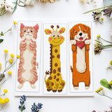ACRNIGHEET 6PCS Cross Stitch Bookmark Kit for Beginner Cartoon Animals Stamped Cross Stitch Kits for Adults DIY Embroidery Bookmark Kits Crossstitch Kits Adult with Instructions Hand Craft Gift 11CT ACRNIGHEET
