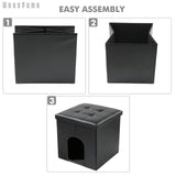 MEEXPAWS Cat Litter Box Enclosure Furniture Hidden, Cat Washroom Bench Storage Cabinet Small 19.7'' x 19.7'' x 19.7''| Dog Proof | Waterproof Inside | Easy Clean | Easy Assembly | Odor Control(Black) MEEXPAWS