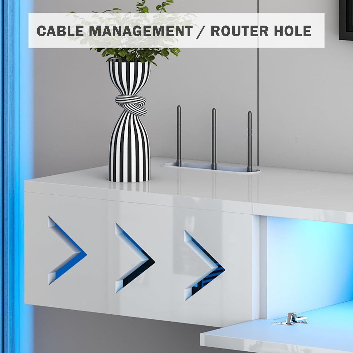 ANTISTA Floating TV Stand, 71" Floating Entertainment Center Wall Mounted,Floating Wall Mounted TV Shelf with Led Lights and Power Outlet,Modern High Gloss tv Cabinet Media Console with Storage ANTISTA