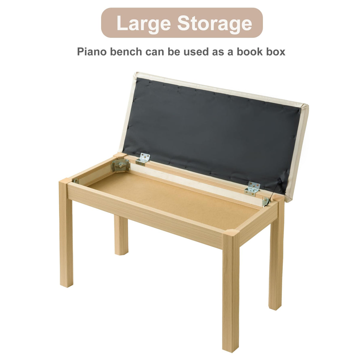 ZHRUNS Duet Piano Bench Wooden Keyboard Bench with Storage, Wooden Piano Keyboard Bench Long, Piano Stool Beige ZHRUNS