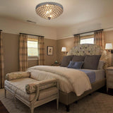 Litaddscen Modern Chrome Flush Mount Crystal Ceiling Light,2-Light Crystal Chandelier Ceiling Lighting for Bedroom Living Room Closet Kitchen,Hallway Light Fixtures with Sparkling Crystal Metal Shade Litaddscen