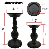 Fuhengli Pillar Candle Holders Stands Set of 2, Candle Holders for Pillar Candles Decorative Candlestick Holder for Fireplace, Home Decor, Dinning, Party, Wedding, Matte Black, 6.2" & 8.7" Fuhengli