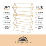 Pennsylvania Woodworks Clothes Drying Rack: Solid Maple Hard Wood Laundry Rack for Sweaters, Blouses, Lingerie & More, Durable Folding Drying Rack, Made in USA, No Assembly Needed, Large Pennsylvania Woodworks