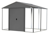 Arrow 10' x 8' Ironwood Galvanized Steel and Wood Panel Hybrid Outdoor Shed Kit, Anthracite Arrow