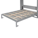 Queen Size Wall Murphy Bed with Desk, Top Cabinet and Storage Shelves, Space Saving Foldable Bed,Gray Harper & Bright Designs