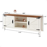 T4TREAM Farmhouse TV Stand for TVs Up to 75 inches, Wood Barn Door Media Television Console Table with Storage Cabinets, Easy Assembly Modern Entertainment Center for Living Room, Antique White T4TREAM