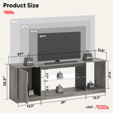 Bestier LED TV Stand for PS5,Modern Gaming Entertainment Center with Cabinet for 60/65 Inch TV, TV Console with Adjustable Glass Shelf for Living Room Bedroom Grey Bestier