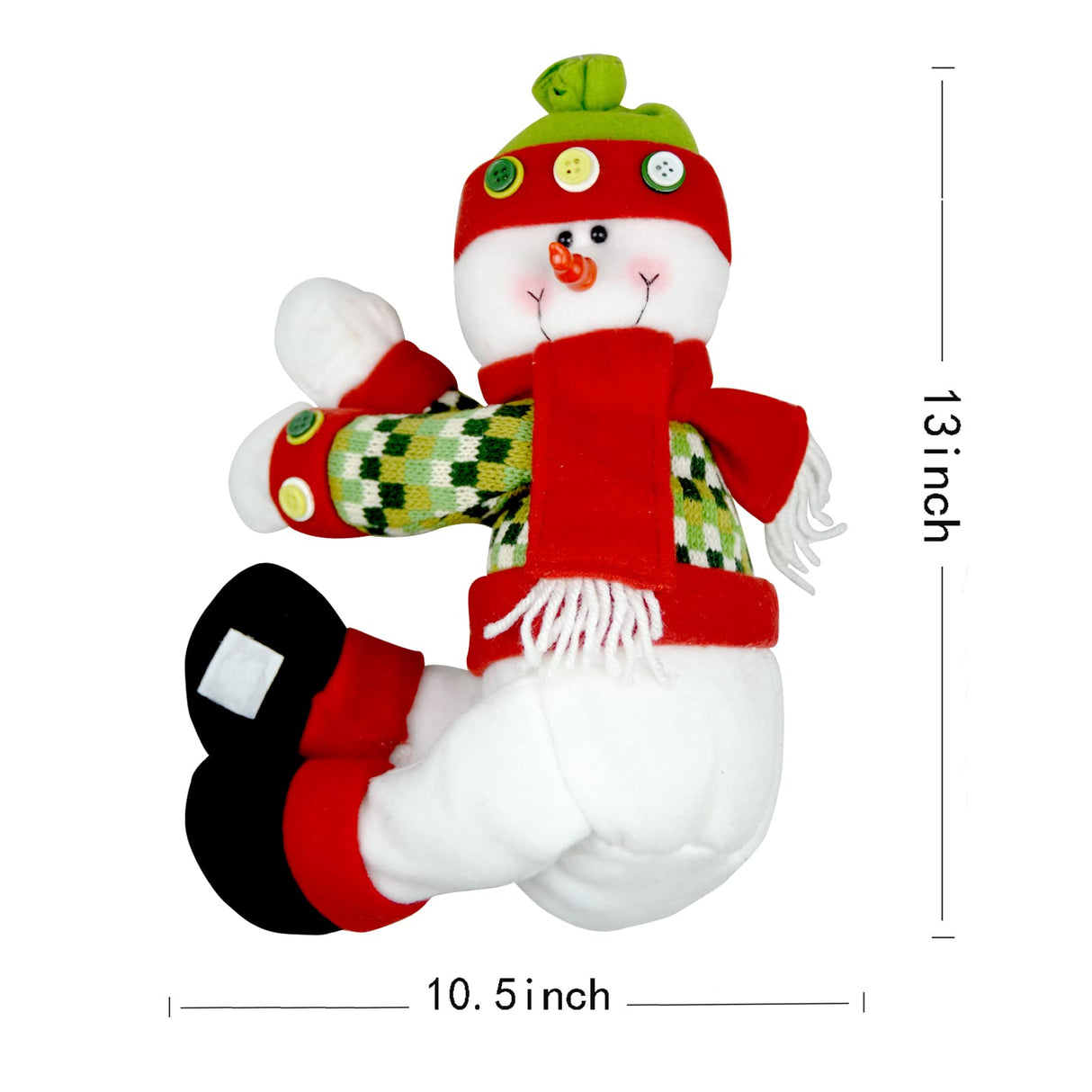 Christmas Tree Topper Snowman,Unique Holiday Xmas Decorations Funny Home Decor,Also Be Used As Curtain Tie and Hugger Wine Bottle,Red White Green Hongsome