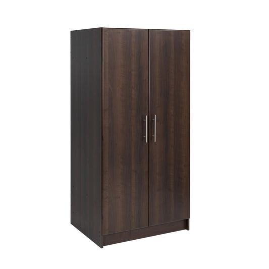 Prepac Elite 32" Storage Cabinet Closet, Brown Storage Cabinet, Linen Cabinet, Wardrobe Cabinet with Hanging Rail and Shelves 20" D x 32" W x 35" H, EEW-3264 - WoodArtSupply