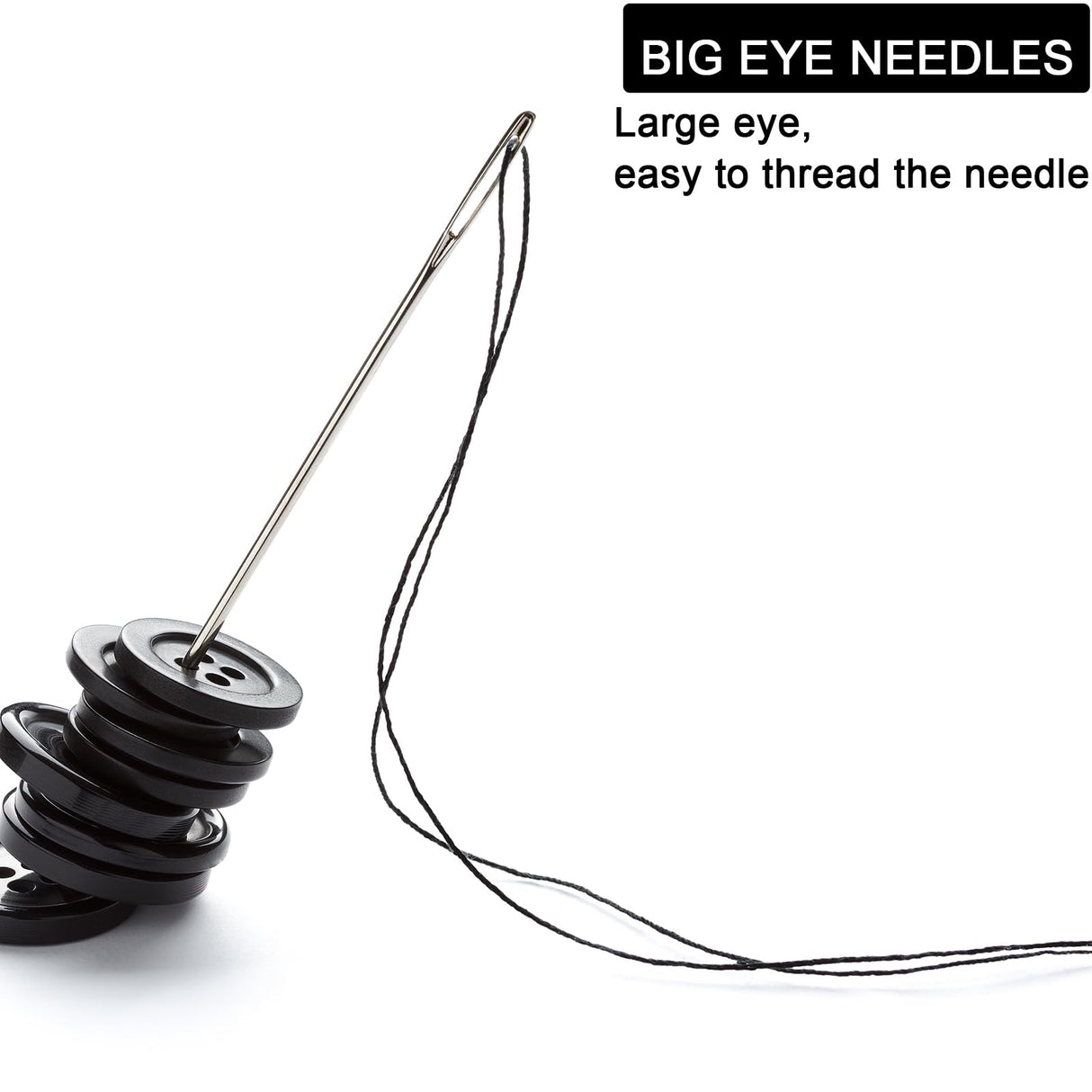 KYUEWRT 25 Large Eye Embroidery Needles, 5 Sizes Big Eye Hand Sewing Needles with Exquisite Aluminum Storage Tub for Stitching, Sewing and Hand-Made Projects KYUEWRT