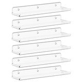 Lifewit Floating Shelves for Wall, 6 Pack 15" Clear Acrylic Shelf Room Decor for Book/Figures/Photo/Makeup in Bathroom, Book Shelf, Living Room, Bedroom, Kitchen Storage and Organization Lifewit