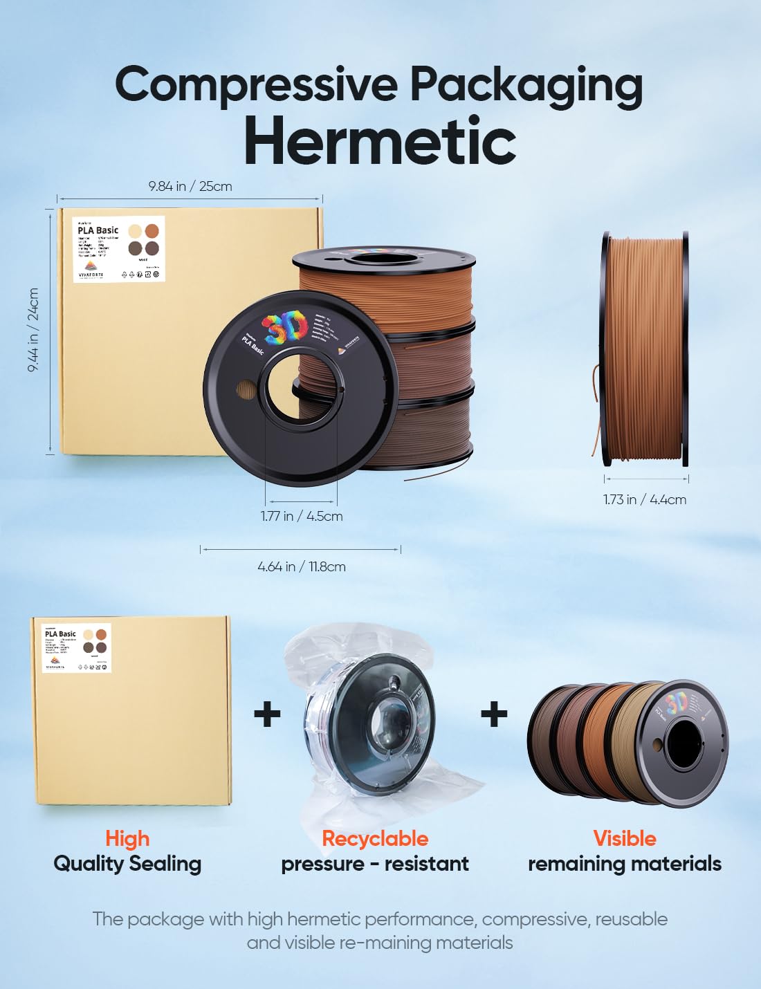 Vivaforte 3D Printer Filament Bundle,Wood PLA Filament Bundle,Wood Filament PLA,PLA Filament 1.75mm,3D Filament,3D Printer Accessories,pla Wood,Fit Most FDM 3D Printers,250g X 4 Pack vivaforte