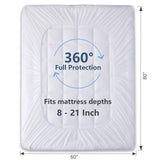 CozyLux Queen Size Mattress Pad Pillow Top Cotton Cooling Mattress Topper 8-21" Deep Pocket Mattress Cover Quilted Fitted Cooling 450GSM Mattress Protector (60x80 inch,White) CozyLux