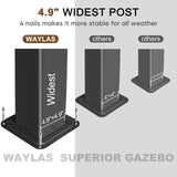 WELYAS Aluminum Hardtop Gazebo 10' X 12' Heavy Duty All Weather Black Gazebos with Galvanized Steel Double Metal Roof for Garden Patio Deck Backyard, Curtains and Netting Included WELYAS