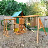 KidKraft Brightside Wooden Swing Set with Café Area and Stools KidKraft