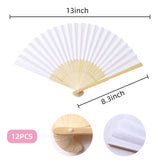 HPLYEL 12PCS White Paper Fans,Held Bamboo Folding Fan Blank Decoration Folded DIY Painting Fan Wedding Party Favors Home Gift HPLYEL