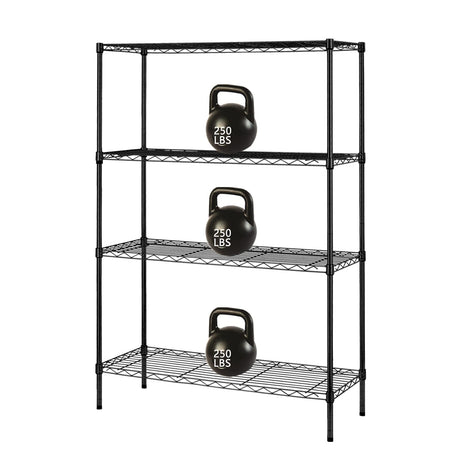 Storage Shelves, 4 shelf Storage Rack Adjustable 36"W x 14"D x 55"H NSF Certified Metal Shelves for Storage 1000Lbs Capacity Wire Shelving Heavy Duty for Kitchen Garage Shop Wire Rack Shelving, Black Dopinmin
