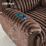 Oversized Power Recliner Chairs Zero Gravity for Big Man Faux Fur Electric Extra Large Recliners with USB Port for Living Room Soft Overstuffed Reclining Theater Seating 26" Seat Width Brown