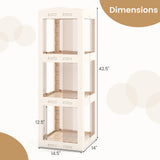 Giantex Foldable Rotating Bookshelf, 3-Tier Spinning Bookcase w/Swivel Base, 360° Revolving Bookshelf Tower, Tall Corner Display Shelf, Translucent Storage Organizer for Living Room, Study Giantex