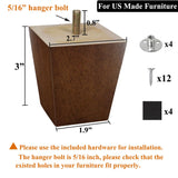 AORYVIC Wood Furniture Legs 3 inch Sofa Legs Pack of 4 Square Couch Legs Brown Mid-Century Modern Replacement Legs for Armchair Recliner Coffee Table Dresser AORYVIC