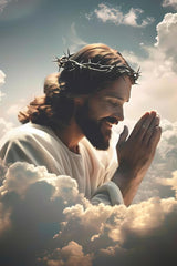 JOEAUEN DIY Jesus Diamond Painting, Jesus Praying on The Clouds Paint by Numbers for Beginners, Full Round Diamond Art Kits for Room Decor & Living Room Decor (12x16 inch) JOEAUEN