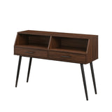 Walker Edison Perdita Minimalist Glass-Shelf Entry Table, 44 Inch, Dark Walnut Walker Edison