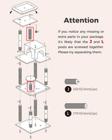 MUTTROS Cat Tree for Large Cats Adult with Metal Plush Big Hammock, 56.3" Cat Tower with 2 Door Condo House, 6-Tier Cat Shelves with Scratching Posts and Large Top Perch, Beige MUTTROS