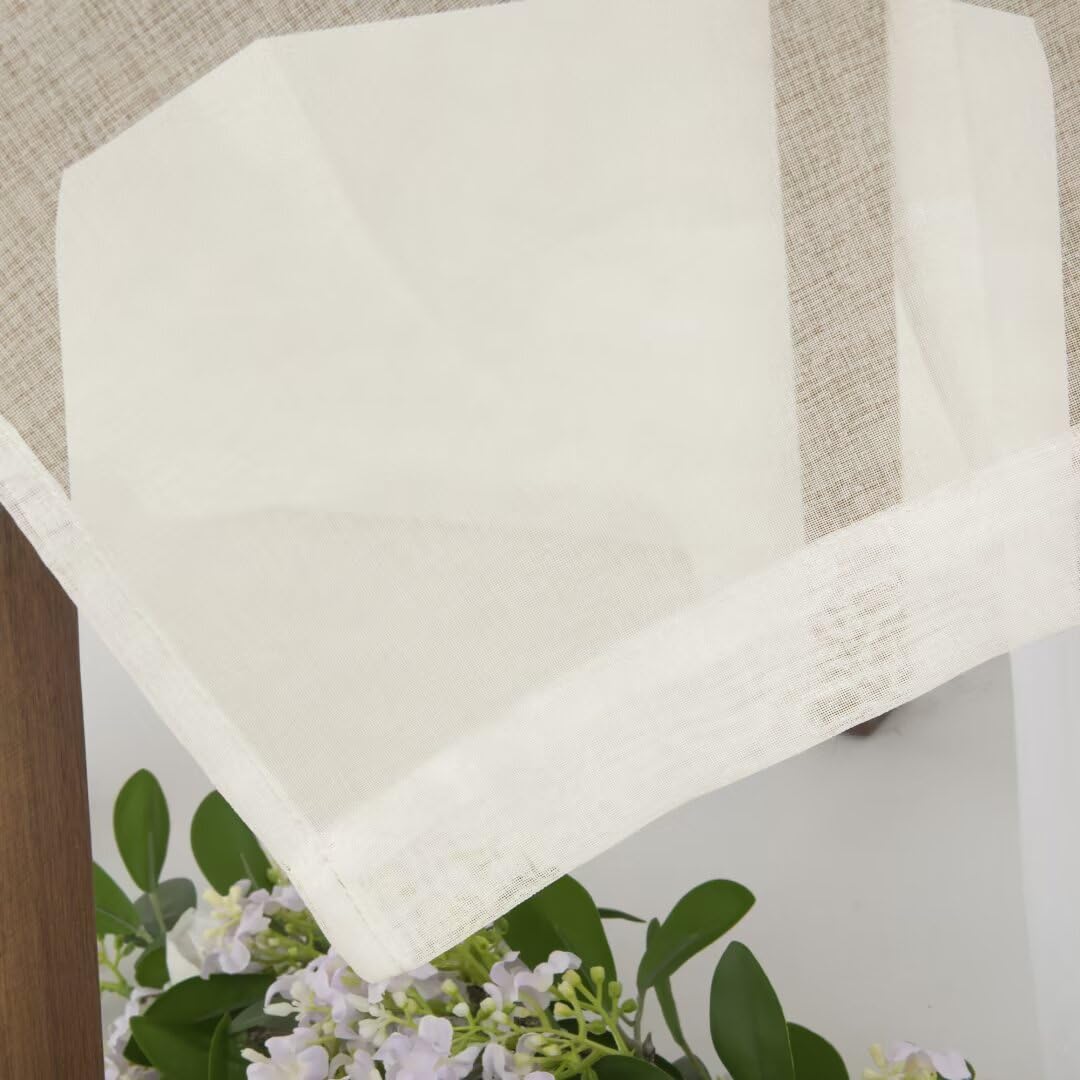 youleyar Sheer Outdoor Curtains for Patio Waterproof 2 Panels Linen Look Rod Pocket Indoor Ivory Voile Curtain for Living Room, Bedroom, Porch, Pergola, Cabana, Gazebo(52x84 Inch, Ivory) youleyar