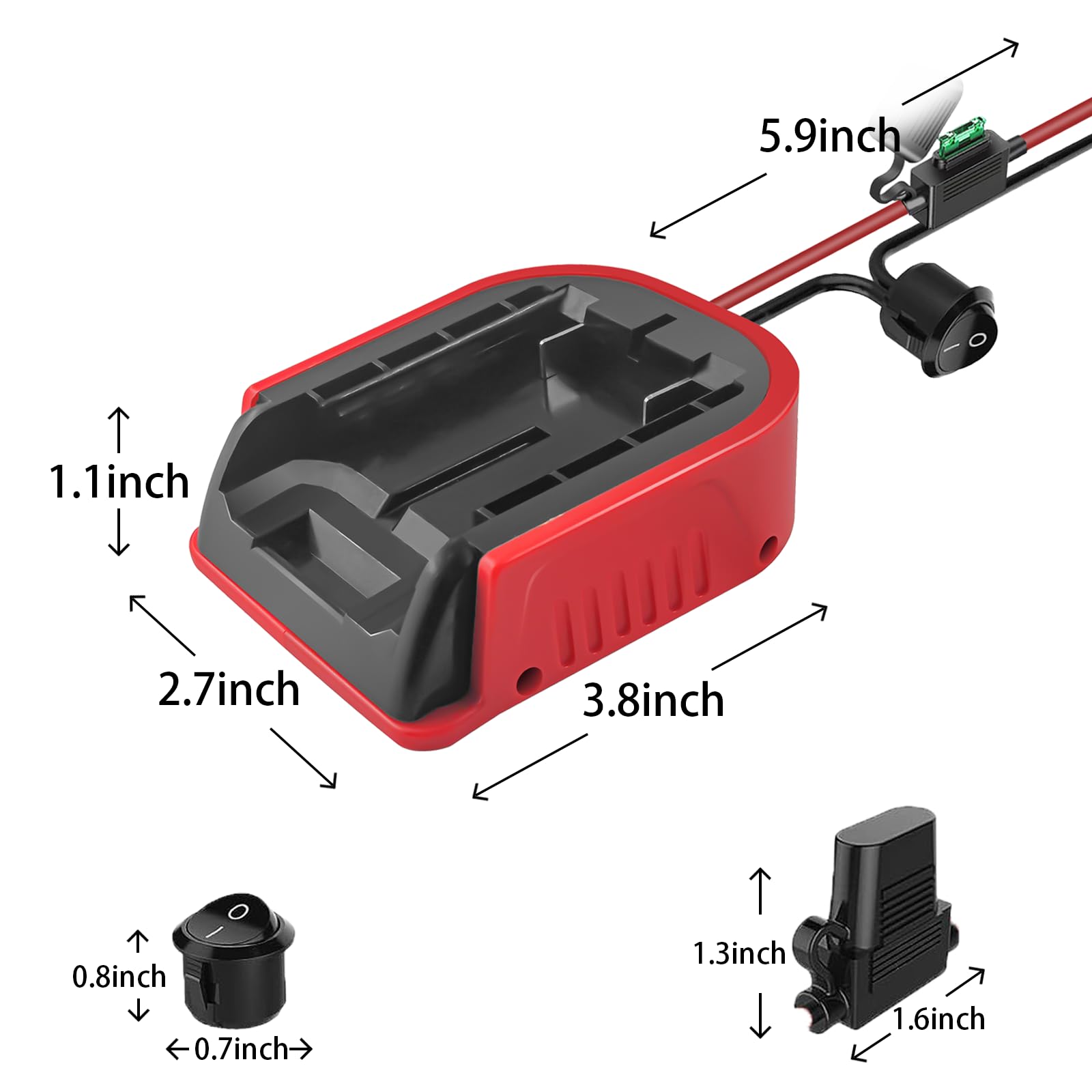 1Pack Power Wheel Adapter for Craftsman 20V Lithium Battery Adapter Kit with Switch & Fuses & Wire Terminals, with 14 Gauge Wire,Power Convertor for DIY Ride On Truck,RC Toys,Robotics and Wor - WoodArtSupply