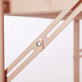 Urban Lifestyle 3 Tier Foldable Metal Rolling Storage Utility Cart, No Tools Assembly, Blush Urban Lifestyle