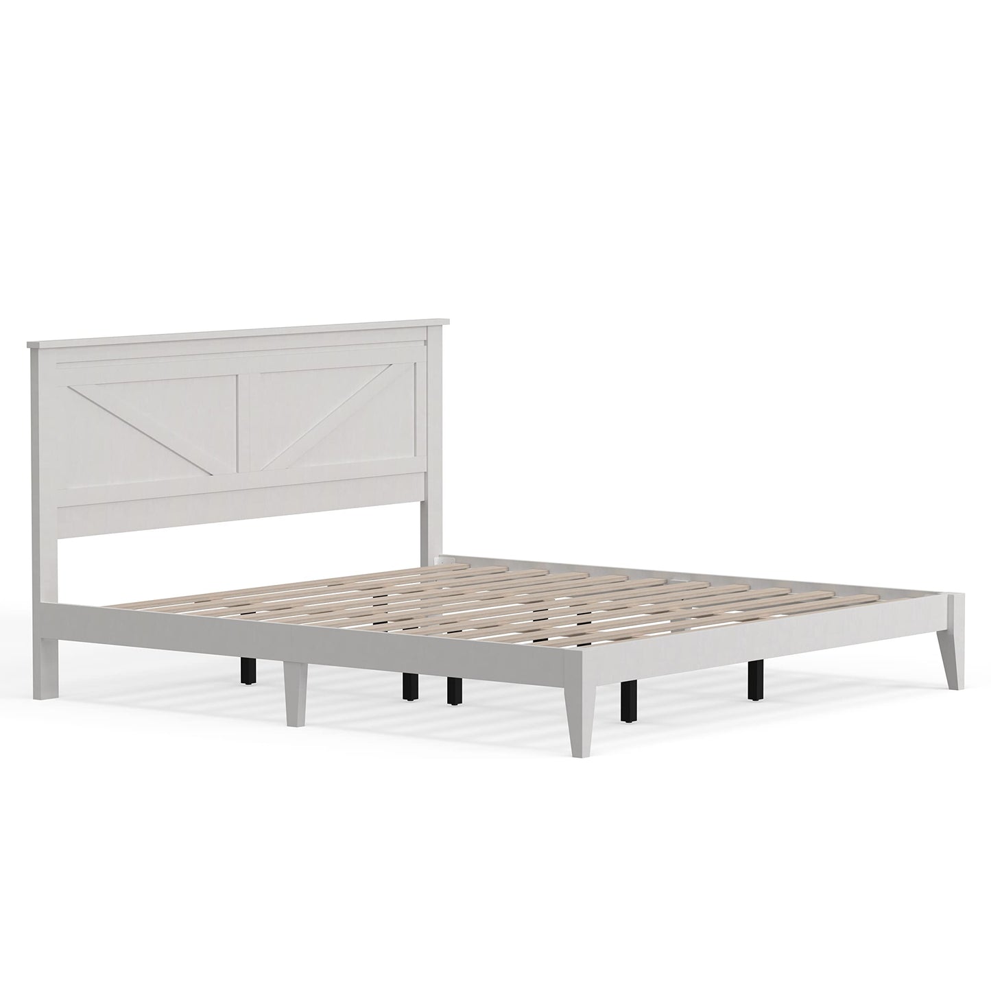 Glenwillow Home Farmhouse Solid Wood Platform Bed in King - Gloss White