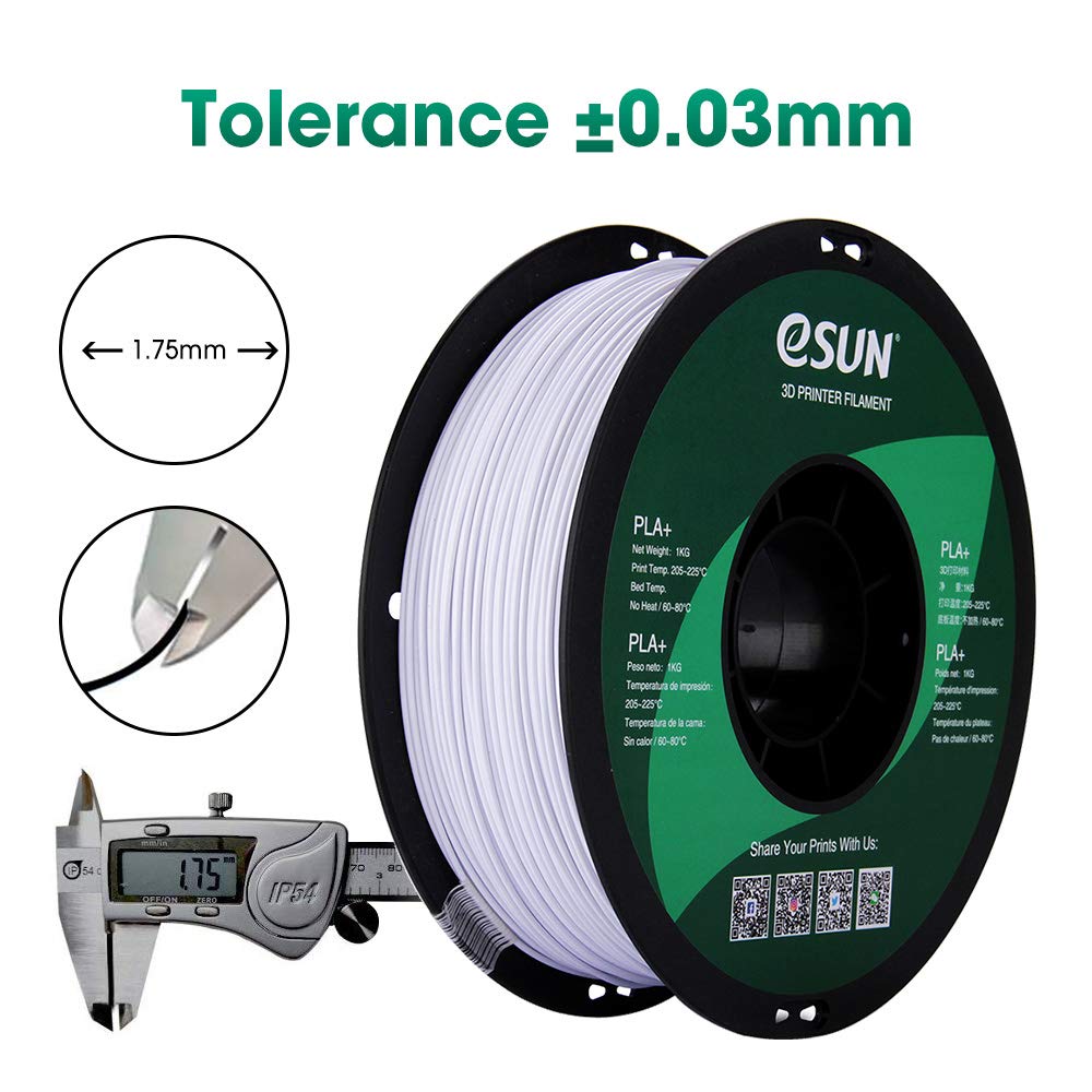eSUN PLA PRO (PLA+) 3D Printer Filament, Dimensional Accuracy +/- 0.03mm, 1kg, Plastic Spool, 1.75mm, Cool White eSUN