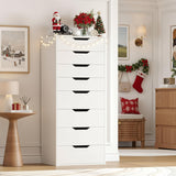 FACBOTALL Tall White Dresser, 8 Drawer Dresser with Groove Handles, White Tall Dressers, Modern Chest of Drawers with Large Storage Space for Home Office FACBOTALL