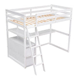 MERITLINE Twin Loft Bed with Desk, Storage Drawers and Shelves in White MERITLINE
