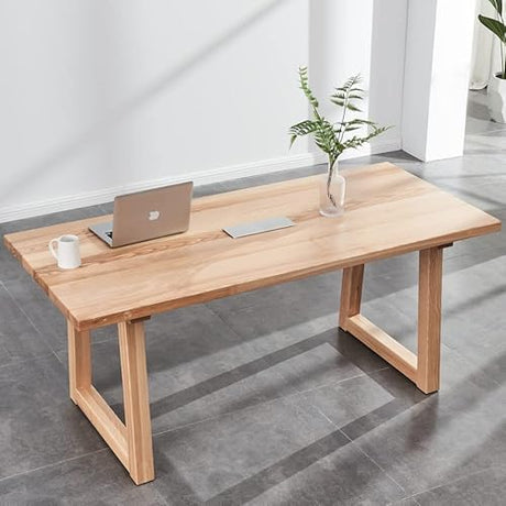 woJKod 6-8 People 6FT Ash Wood Table Rectangular, Kitchen Dining Table, Modern Conference Desk Table for Office-Bouns Socket/Console woJKod