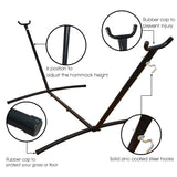 Prime Garden Hammock with Stand for Outside, Heavy Duty Space Saving Steel Stand with 450 lb Capacity, Double Hammock with Portable Carrying Bag, Hamacas Para Adultos for Outdoors, Patio, Garden, Yard Prime Garden