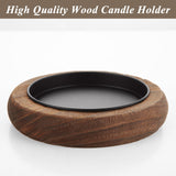 LOYORTY 6PCS Wooden Candle Holder Farmhouse Decor, Round Candle Holders for Pillar Candles, Small Decorative Tray Riser, Wooden Plate Pedestal Stand for Table Centerpiece, Coffee Table, Brown LOYORTY