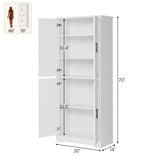 GarveeHome 70 in Tall Kitchen Pantry Cabinet, Freestanding Storage Cabinet with 4 Doors and Adjustable Shelves, Utility Hutch Cupboard for Dining Room, Bathroom, Living Room (Style A, White) GarveeHome